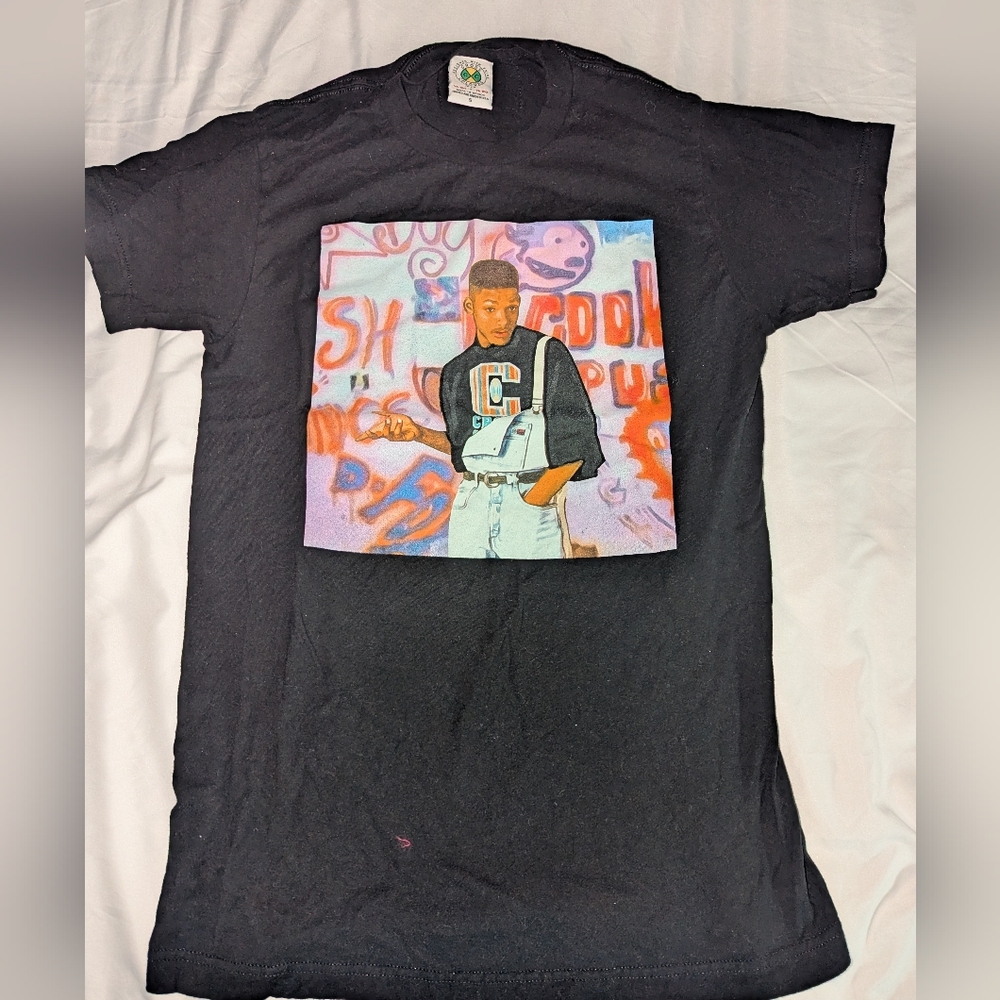 Cross Colours Men's Small Vintage Style Will Smith Fresh Prince Black T-shirt